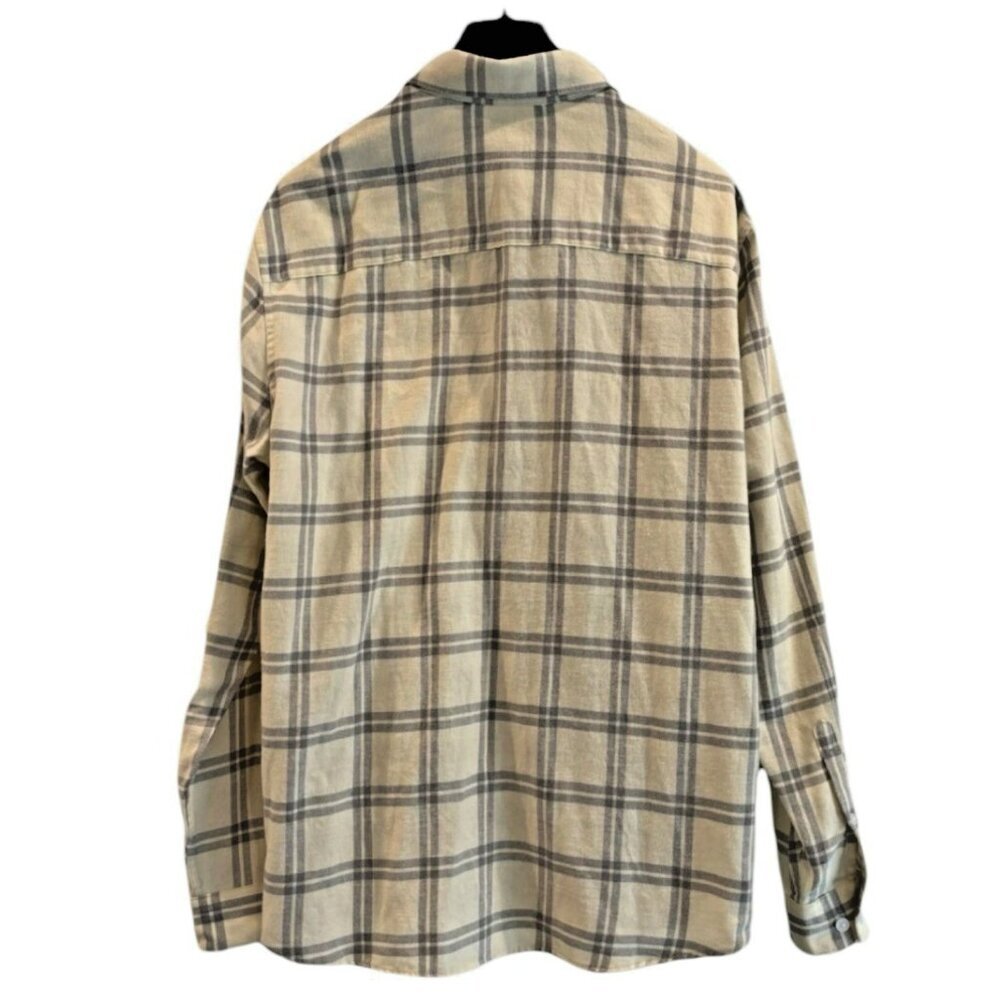 H&M Men’s Plaid Shirt | Beige & Gray | Size L | 100% Cotton - Picture 5 of 5